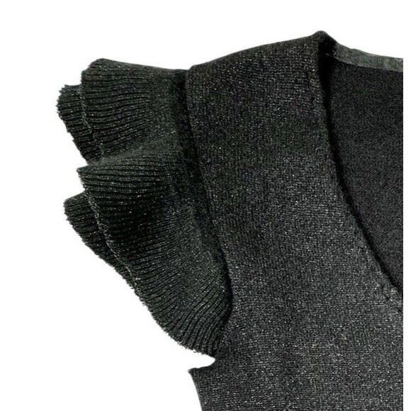 Wyeth by Todd Magill Women Cashmere Ruffle V-Neck Sweater S Shimmer Evening Knit - Picture 4 of 12